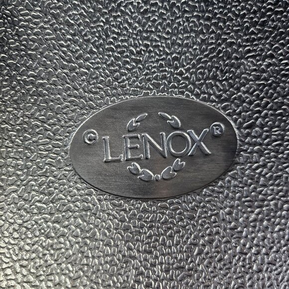 New Lenox Winter Theme Large Chip Dip Bowl Holly Berry Pattern Aluminum 14" - Picture 12 of 15